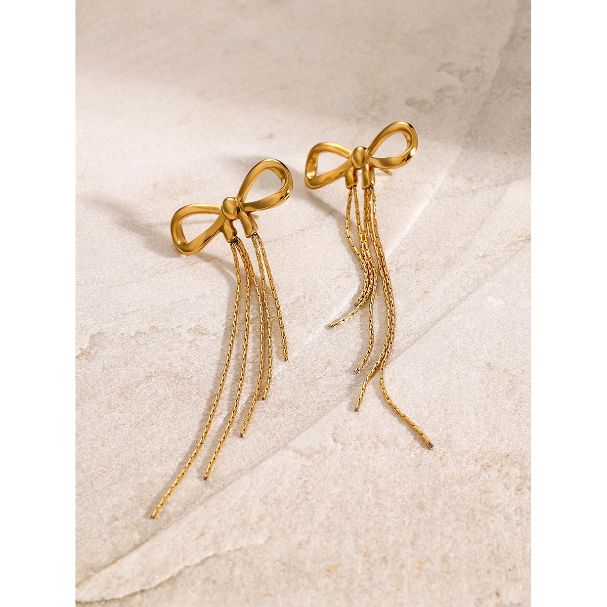 Gold Stainless Steel Geometric Earrings for Women 5 Gold Stainless Steel Geometric Earrings for Women - Image 5