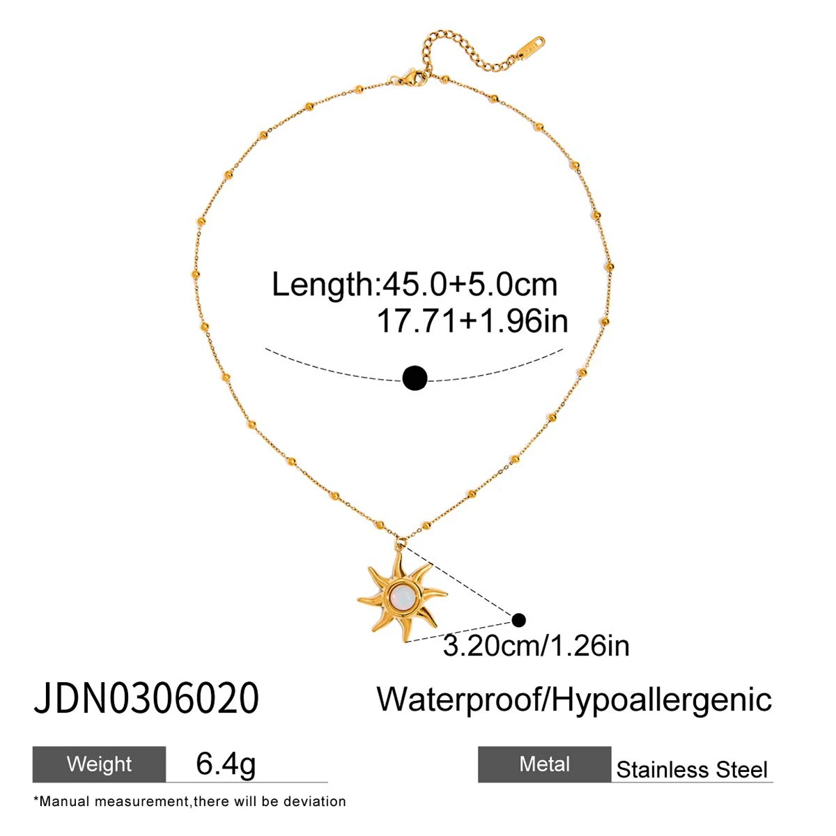 Stainless Steel Sunburst Pendant Necklace 7 Stainless Steel Sunburst Pendant Necklace - Image 7