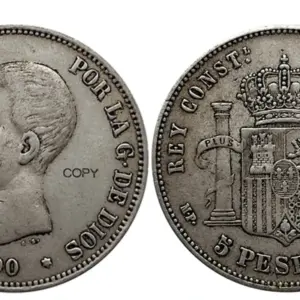 Spain 1890 MP 5 Pesetas Replica Coin 16 S5d4debdb983e411d9e0fc64667022177V