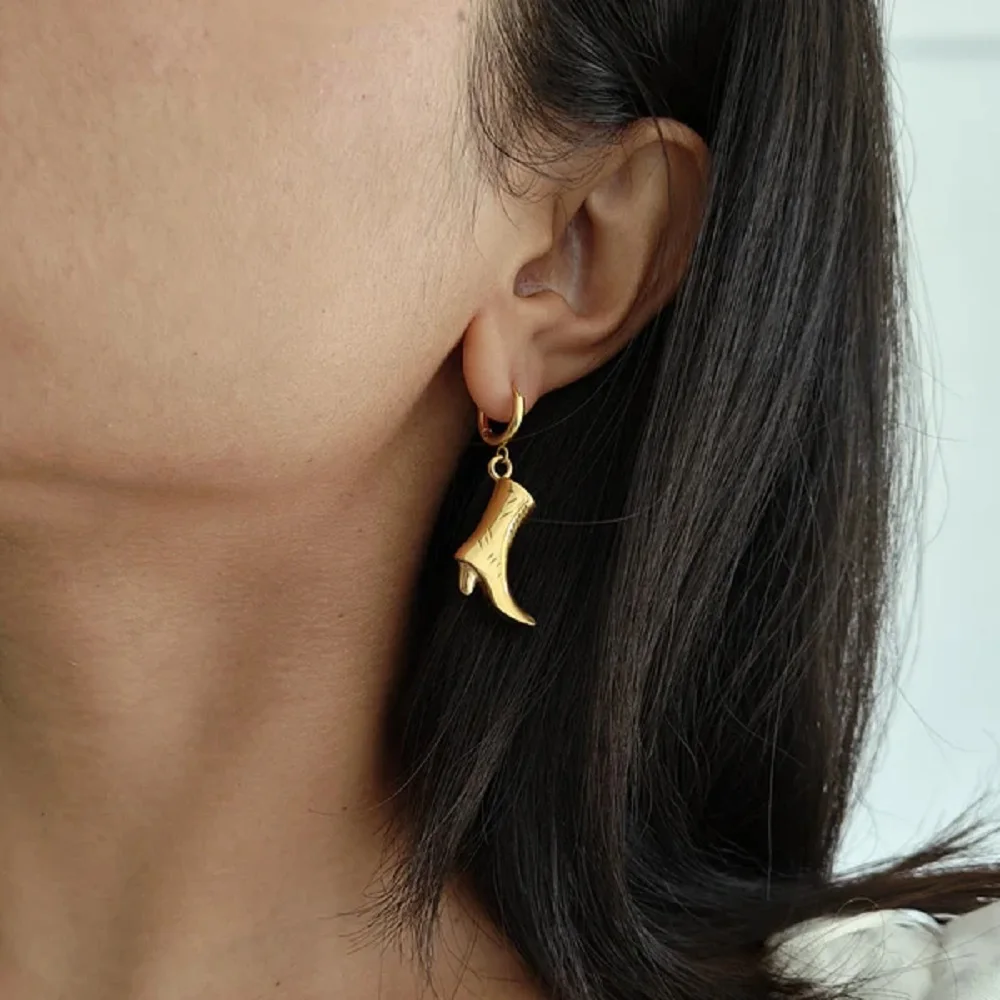 Cowgirl Boot Enamel Earrings in Stainless Steel 4 Cowgirl Boot Enamel Earrings in Stainless Steel - Image 4