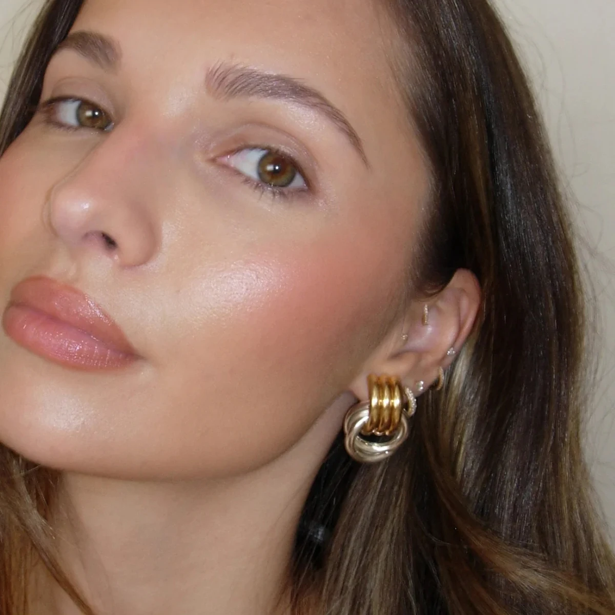 Vintage Stainless Steel Earrings Set with Gold Finish 3 Vintage Stainless Steel Earrings Set with Gold Finish - Image 3