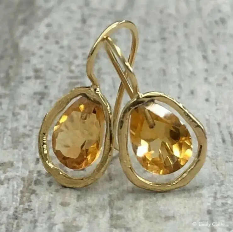 Vintage Yellow Gemstone Drop Earrings 2 Vintage Yellow Gemstone Drop Earrings - Image 2