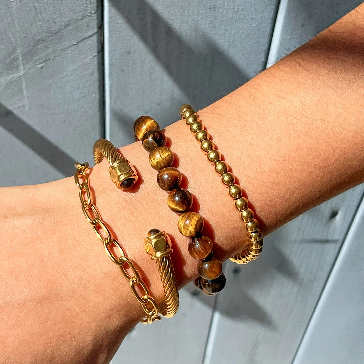 Elegant Stainless Steel Women's Tiger Eye Bracelet 2 Elegant Stainless Steel Women's Tiger Eye Bracelet - Image 2