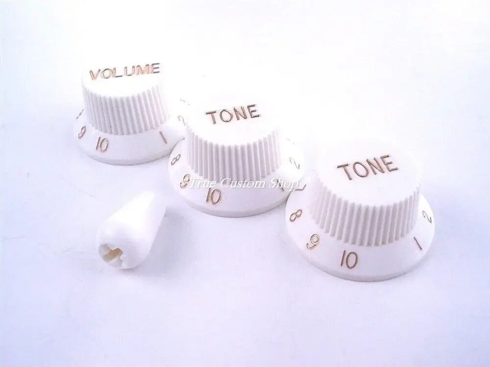 White Control Knob and Switch Tip Set for Fender Strat 2 White Control Knob and Switch Tip Set for Fender Strat - Image 2