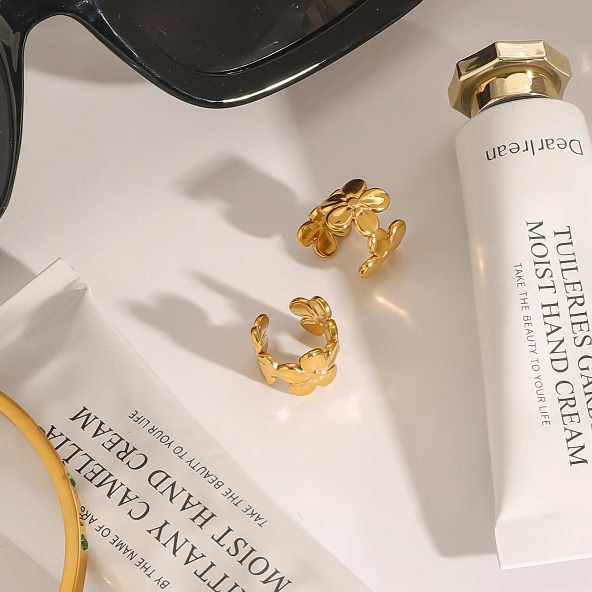 Stainless Steel Floral Clip Earrings 6 Stainless Steel Floral Clip Earrings - Image 6