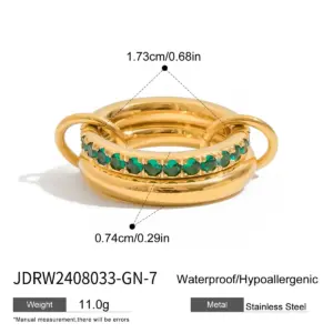 Women's Stainless Steel Zirconia Double-Layer Ring 17 S5e481aeafa1c487196aa2318a75076a7X