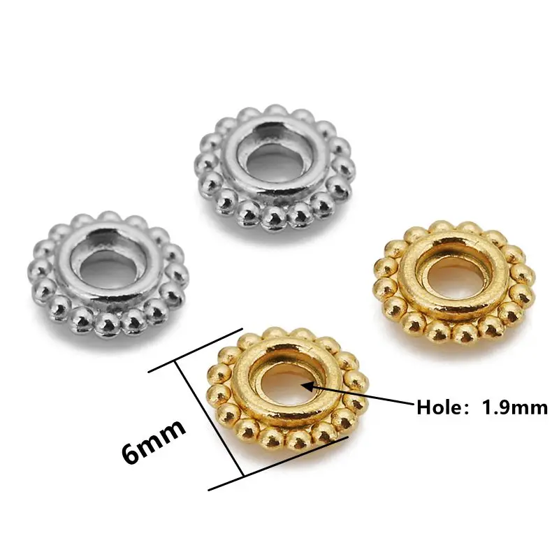 Stainless Steel Daisy Spacer Beads Set 3 Stainless Steel Daisy Spacer Beads Set - Image 3