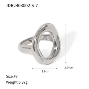 Stainless Steel Oval Skeleton Ring for Women 17 S5e8cf46815f142d5abd49d9e0f76ec74w