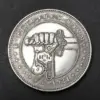 Vintage Copper Coin with Mechanical Arm Design