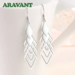 Geometric Sterling Silver Drop Earrings