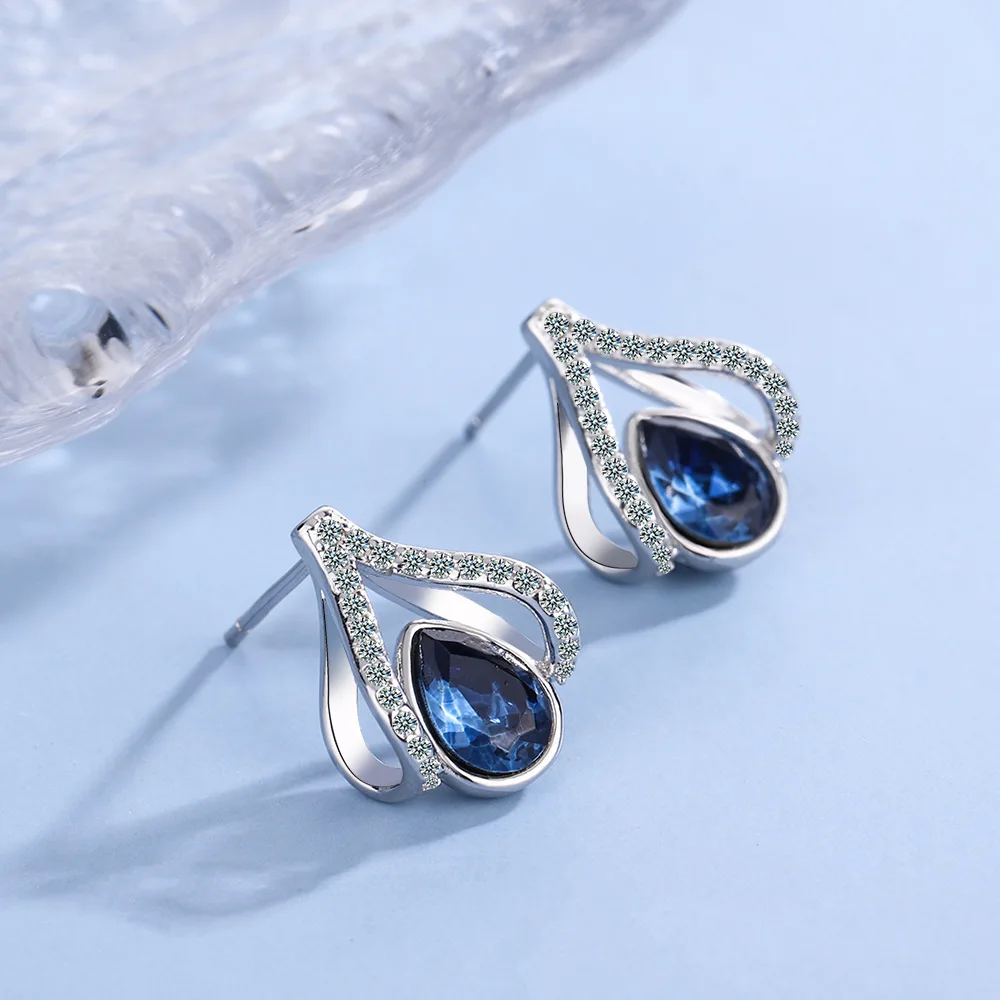 Water Drop Sapphire Sterling Silver Earrings 5 Water Drop Sapphire Sterling Silver Earrings - Image 5