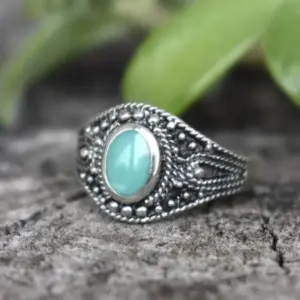 Vintage Silver Cocktail Ring with Turquoise Bezel 7 S5ed0fa8cbbd646f8acc5069966acd4d2n