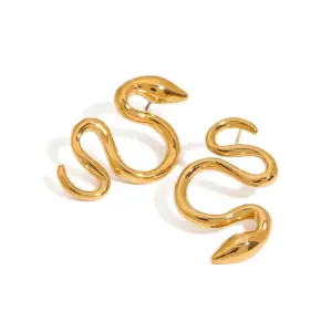 Stainless Steel Snake Earrings JDE0112025