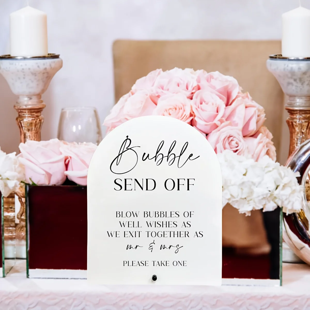 Elegant White Acrylic Wedding Sign 4 Elegant White Acrylic Wedding Sign - Image 4