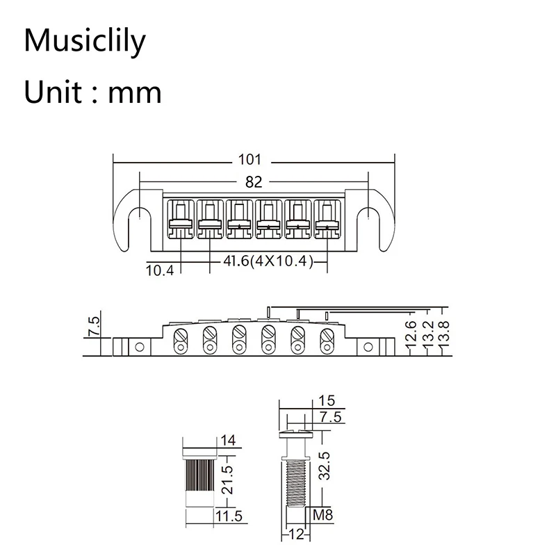 Wilkinson WOGT1 + WOGB1 Bridge Set for Les Paul SG 5 Wilkinson WOGT1 + WOGB1 Bridge Set for Les Paul SG - Image 5