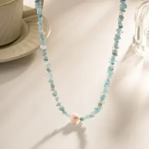 Ocean Blue Stone Pearl Necklace for Women 10 S5f528c7f93754bbc82e7b873491483dbi