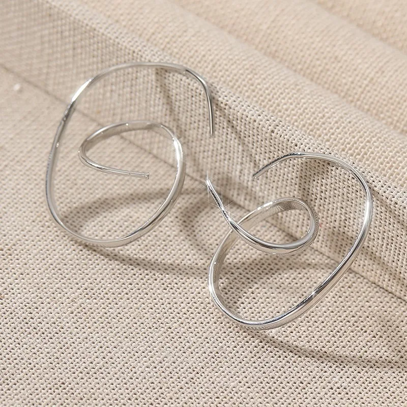 Silver Geometric Spiral Drop Earrings for Women 3 Silver Geometric Spiral Drop Earrings for Women - Image 3