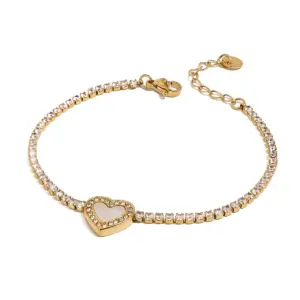 Gold-tone Stainless Steel Heart Bracelet Model JDB2410029