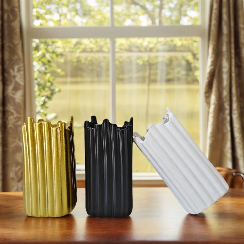 Modern Geometric Pleated Art Vase 2 Modern Geometric Pleated Art Vase - Image 2