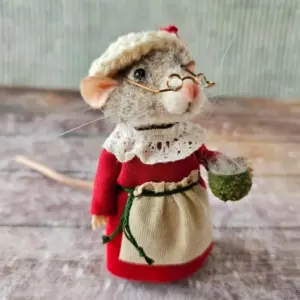 Festive Handmade Needle-Felted Mouse Ornament 19 S5ff12aaf4d534c619fb8521e6cdbec996