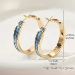 Gold and Blue Enamel Hoop Earrings 8 S60050b9cf3474ec69674ea02a235446dS