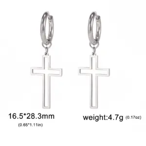 Stainless Steel Cross Drop Earrings for Men Women 15 S6027aea9ac4c44f48164435be3dad19e5