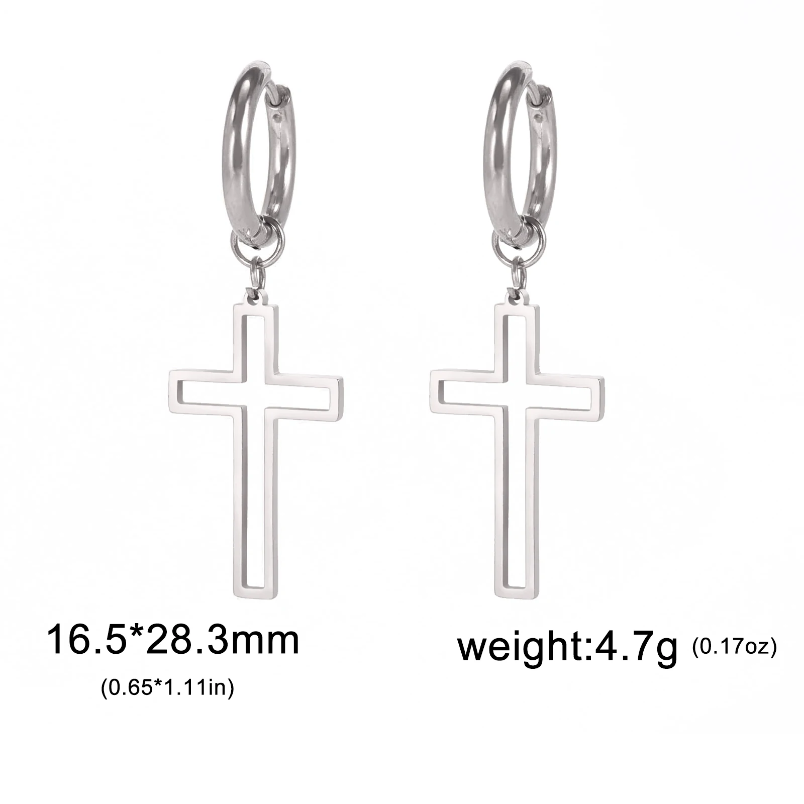 Stainless Steel Cross Drop Earrings for Men Women 6 Stainless Steel Cross Drop Earrings for Men Women - Image 6