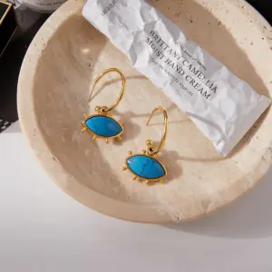 Gold and Blue Turquoise Devil's Eye Earrings 11 S60880213c12f4a5b9071450eb218edcbz