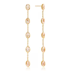 Gold Stainless Steel Oval Drop Earrings