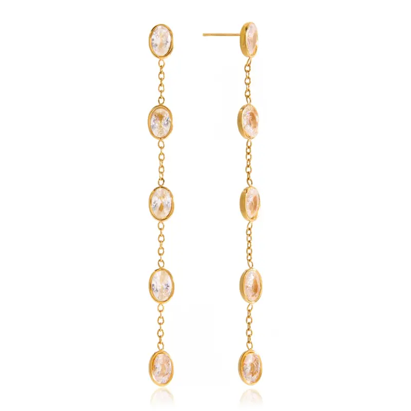 Elegant Gold Stainless Steel Oval Drop Earrings to Elevate Your Style 1 S609df64ebd57432f9651518da03e31eeC