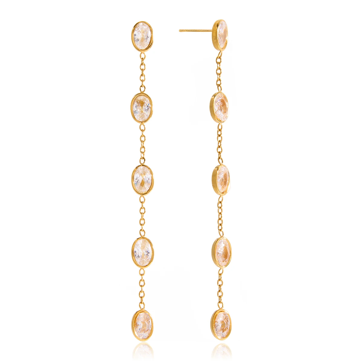 Gold Stainless Steel Oval Drop Earrings 1 Gold Stainless Steel Oval Drop Earrings