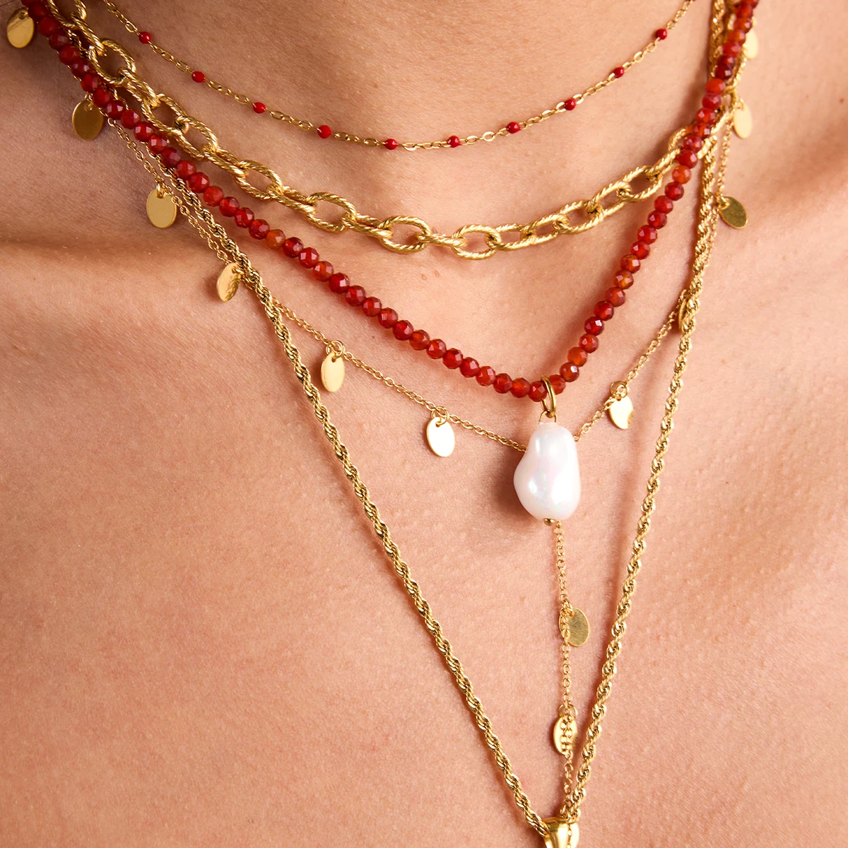 Women's Ocean-Inspired Stainless Steel Layered Necklace 3 Women's Ocean-Inspired Stainless Steel Layered Necklace - Image 3