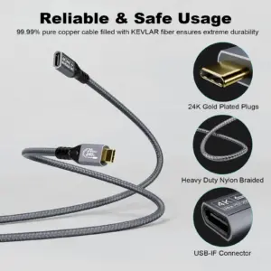 USB-C 3.2 Gen 2 Extension Cable 20Gbps 4K60Hz 240W 9 S611c0007ed14483e9344e50ef89b099cE