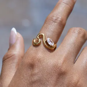 Gold-Tone Stainless Steel Wavy Ring Model JDR0305034-7