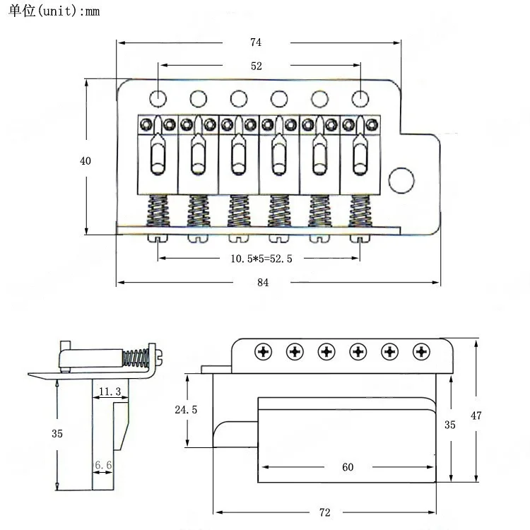 Left-Hand Electric Guitar Tremolo System in Chrome or Black 5 Left-Hand Electric Guitar Tremolo System in Chrome or Black - Image 5
