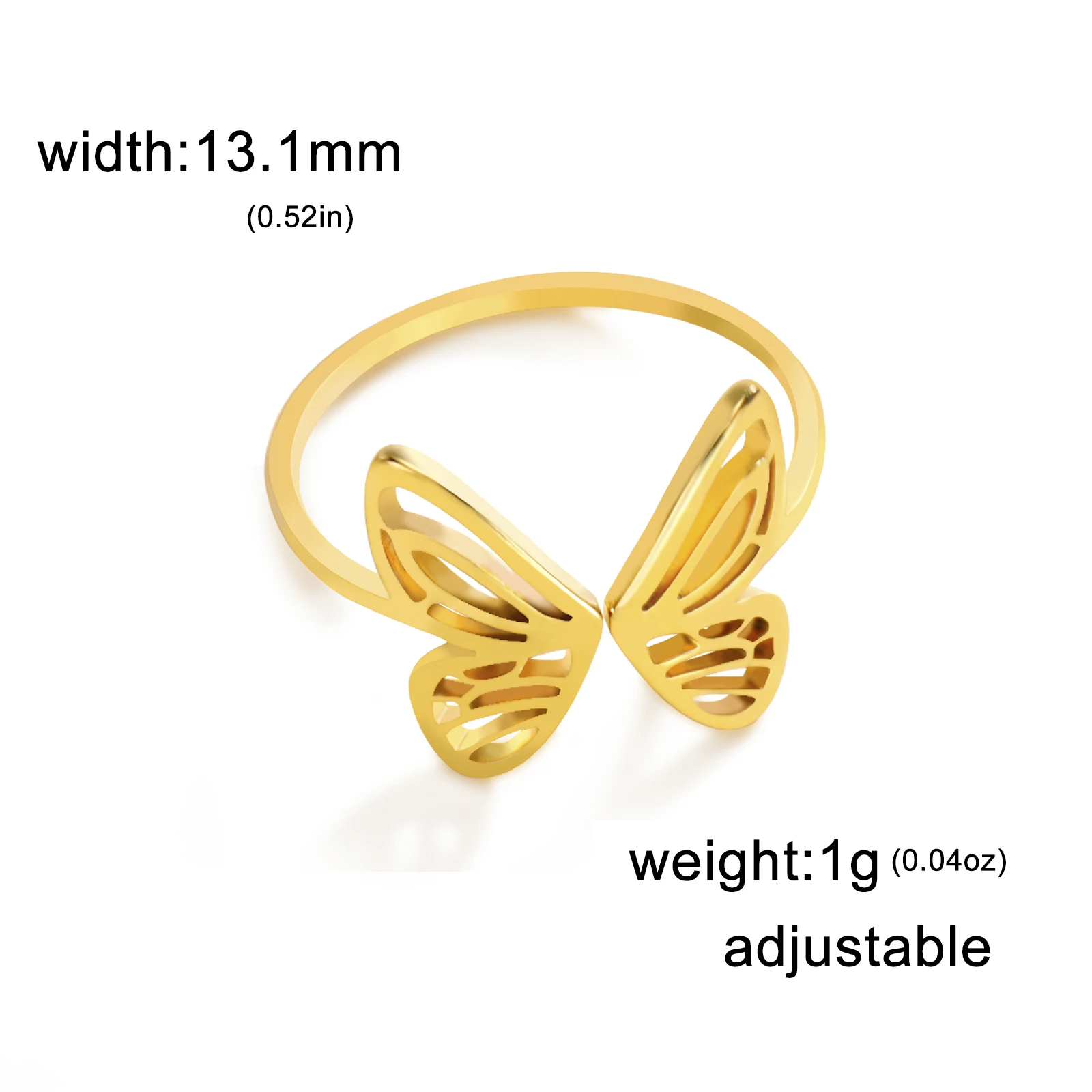 Elegant Resizable Butterfly Ring in Gold & Steel 7 Elegant Resizable Butterfly Ring in Gold & Steel - Image 7
