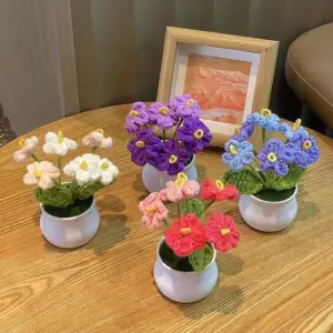 Handwoven Mini Potted Flower Set in Colorful Crochets 14 S61582714dac3466f8b80396c21c3f9ebP