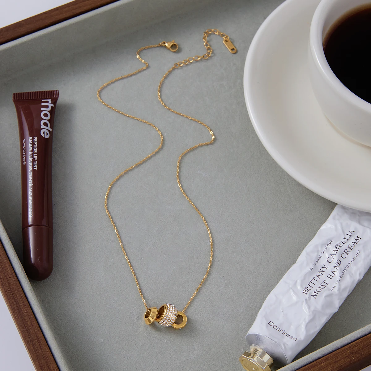 Stainless Steel Gold-Tone Beaded Necklace 5 Stainless Steel Gold-Tone Beaded Necklace - Image 5