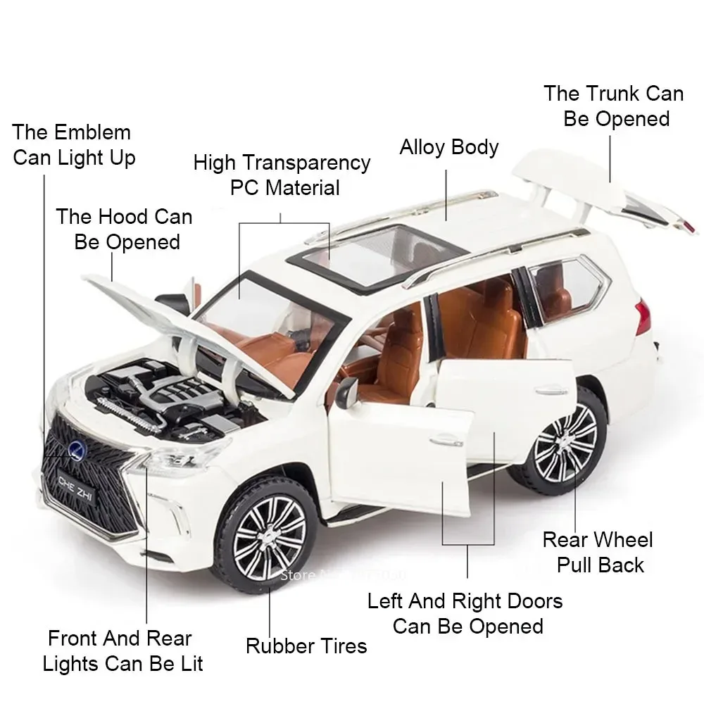 White 1:24 Lexus LX570 Diecast Model 3 White 1:24 Lexus LX570 Diecast Model - Image 3