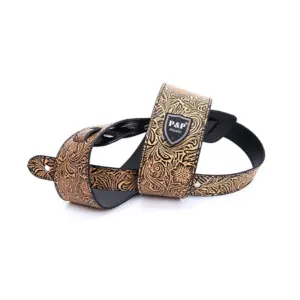 Flower Carving PU Guitar Strap (160cm x 6.6cm) 12 S61a81474b1ae4037a295953652b45158C