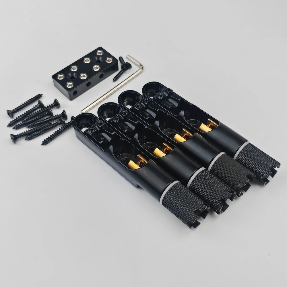 Black Headless Bass Bridge Set for 4 and 5 Strings 4 Black Headless Bass Bridge Set for 4 and 5 Strings - Image 4