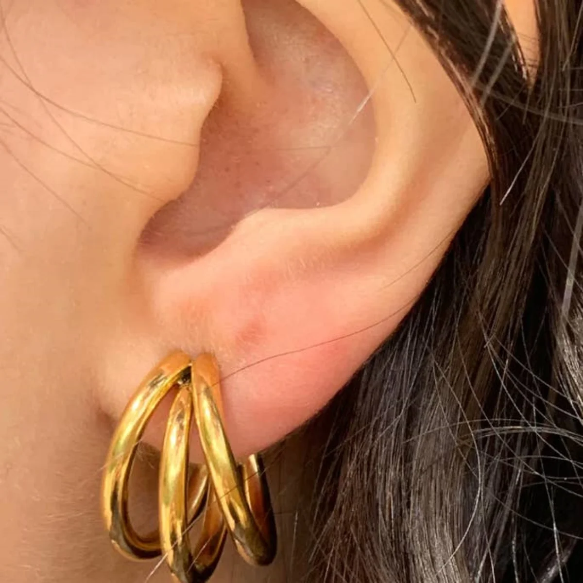 Geometric Stainless Steel Hoop Earrings 2 Geometric Stainless Steel Hoop Earrings - Image 2