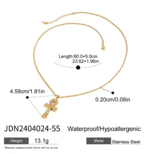 Men's Stainless Steel Cross Necklace with Rhinestones 16 S61c991b8fd944b7a9145e647816c6beeR