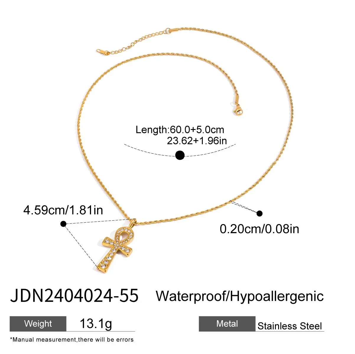 Men's Stainless Steel Cross Necklace with Rhinestones 8 Men's Stainless Steel Cross Necklace with Rhinestones - Image 8