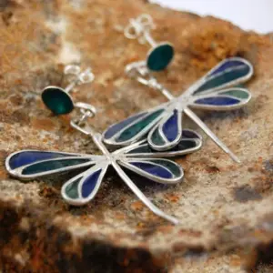Vintage Dragonfly Earrings with Iridescent Wings