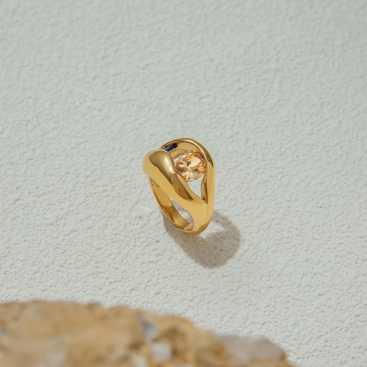 Minimalist Stainless Steel Gold Zircon Ring for Women 6 Minimalist Stainless Steel Gold Zircon Ring for Women - Image 6