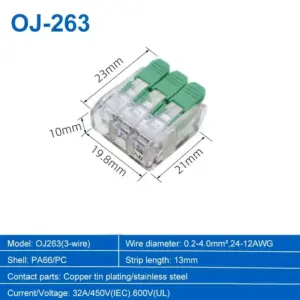 Premium Transparent Wiring Terminal Set with Green Locking Levers 16 S62009f5474ac4f568a06953c6a58064ad