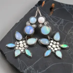 Vintage Blue Opalescent Waterdrop Earrings 9 S620d0f8879f74694aee268f4f88f7079L