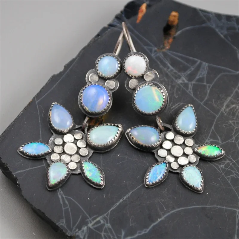 Vintage Blue Opalescent Waterdrop Earrings 5 Vintage Blue Opalescent Waterdrop Earrings - Image 5