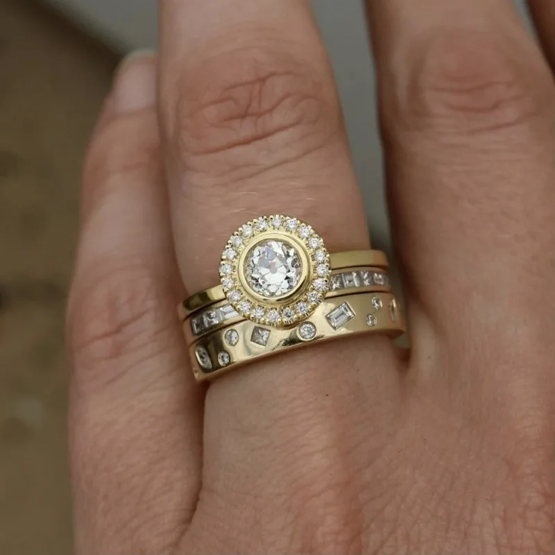 Gold Women's Geometric Ring Set for Parties 3 Gold Women's Geometric Ring Set for Parties - Image 3